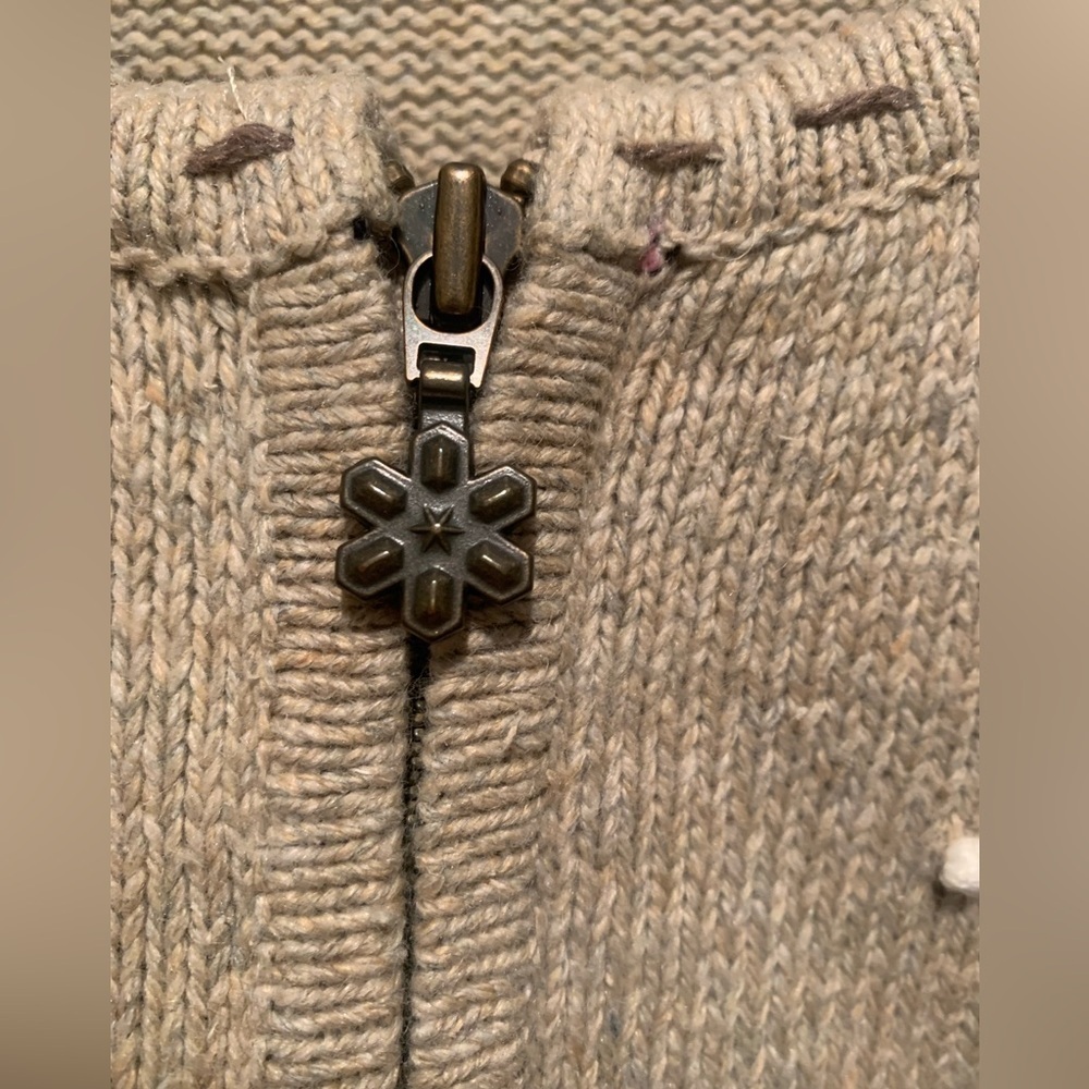 Croft & Barrow Embroidered Cardinal Winter Zip Cardigan Silk Blend Patchwork XL - Picture 5 of 16